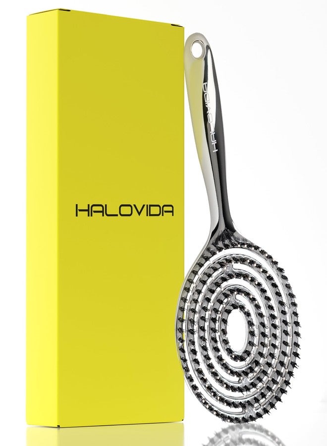 HALOVIDA Hair Brush for Women with Double layer Boar Bristle & Nylon Detangler with Elastic Air Cushion Anti Static Scalp Massage Brush for Smooth Frizz Free Hair (1 Pack） - Image 1